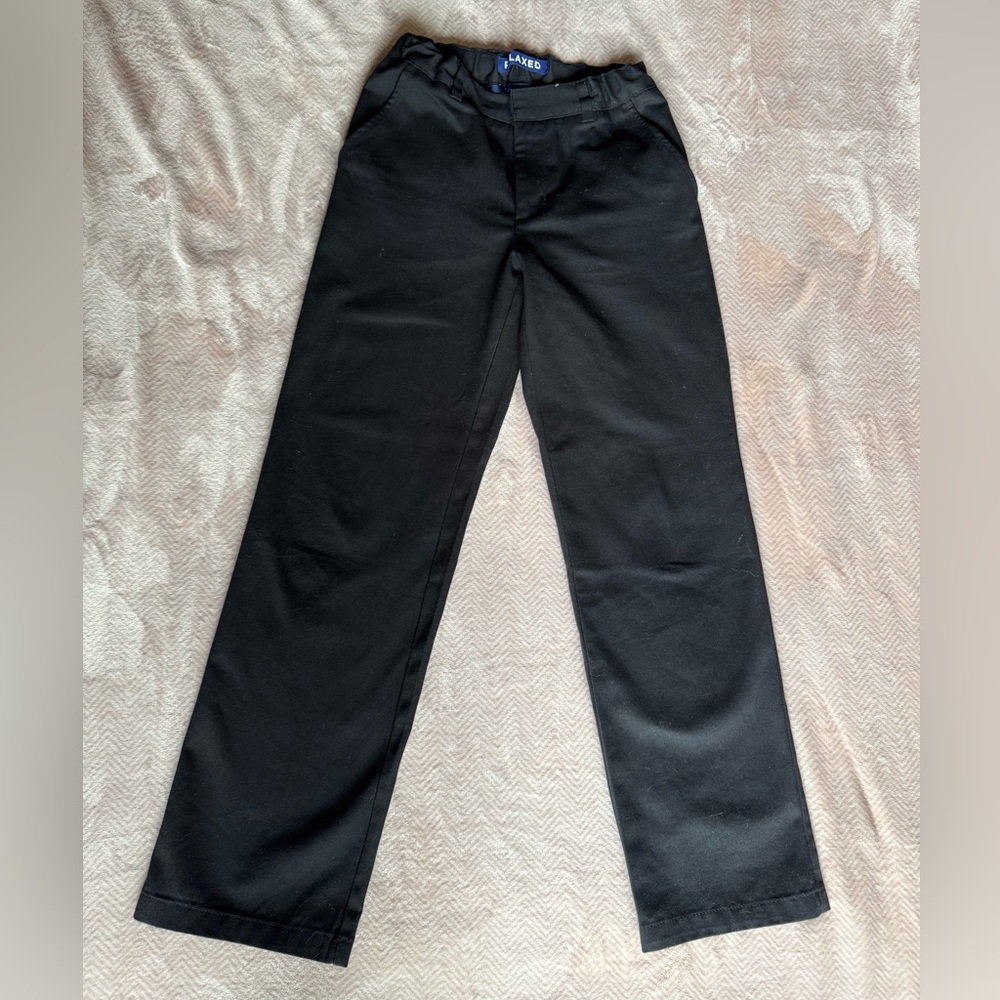 French Toast boys Adjustable Waist Relaxed Fit Pants, Dark Black - size 12 - Picture 1 of 9